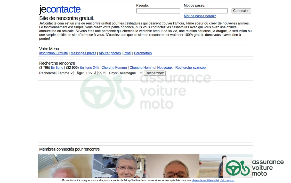 Capture : Site de rencontre 100% gratuit : JeContacte.com